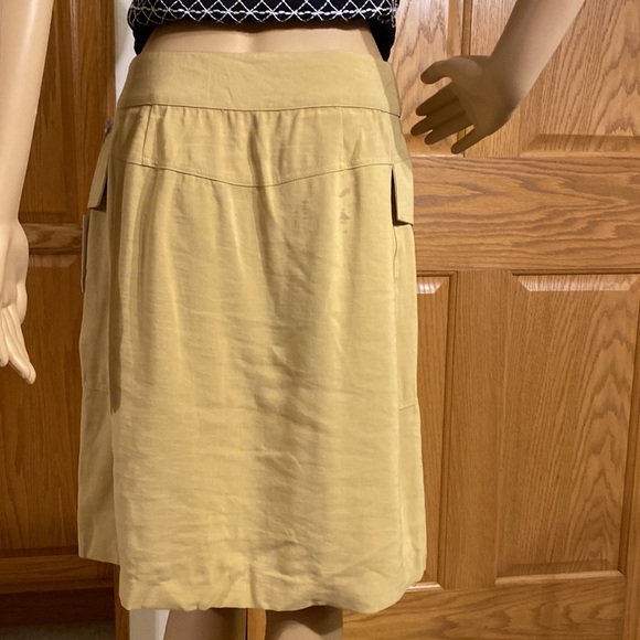 a new day - midi tan skirt with cute front pockets and complete button up front - Picture 4 of 10